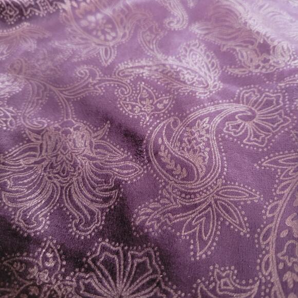 Midnight Velvet Womens Purple Paisley Notch Lapel Velvet Long Jacket Size 1X - Picture 7 of 10